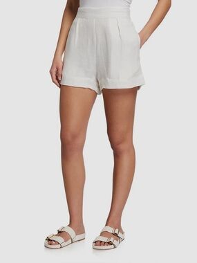 NWT Anemos Linen Blend Cover Up High Waist Shorts White Sz L